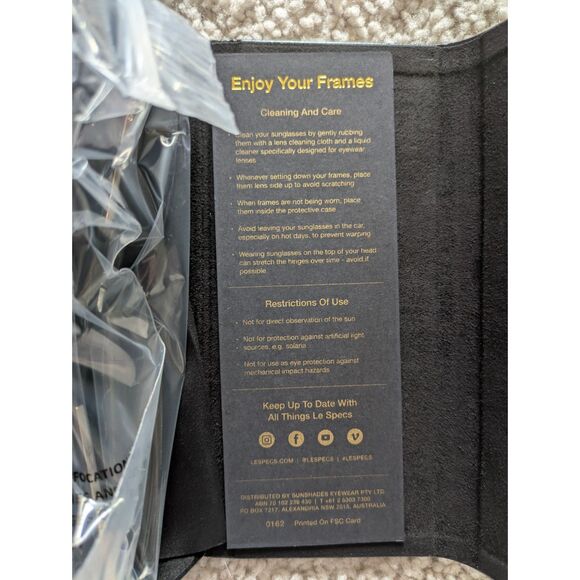 NIB Le Specs x Afends Square Black Sunglasses w/ Gold Floral Accent main image 9